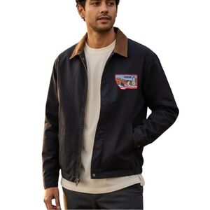 Lands’‎ End Canvas Work Jacket Brown Corduroy Collar Utility Coat Size Large